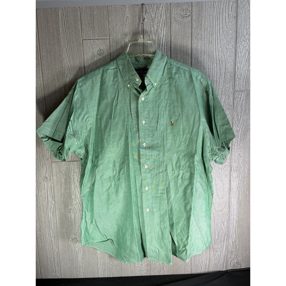 Polo Ralph Lauren Mens XL Green Oxford Shirt Classic Fit Short Sleeve Preppy